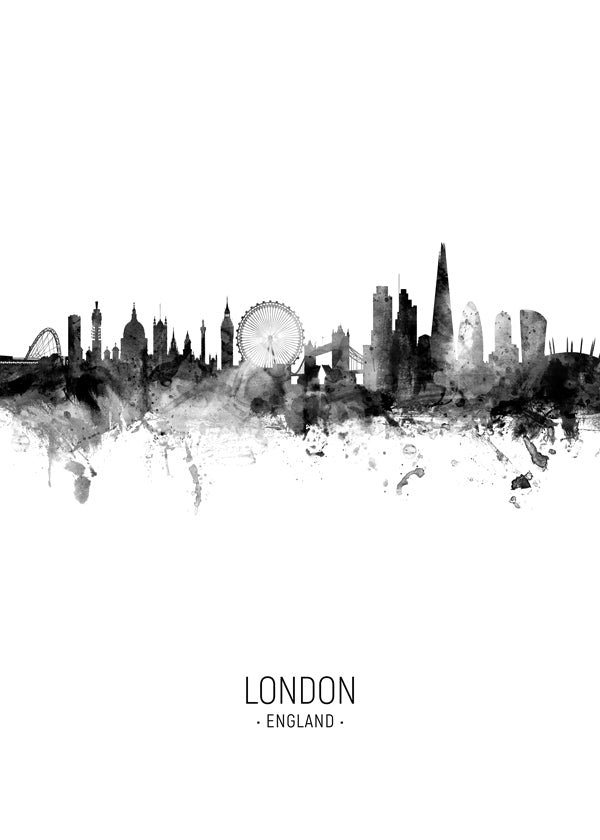 Plakat podróżniczy Londyn skyline w tuszu