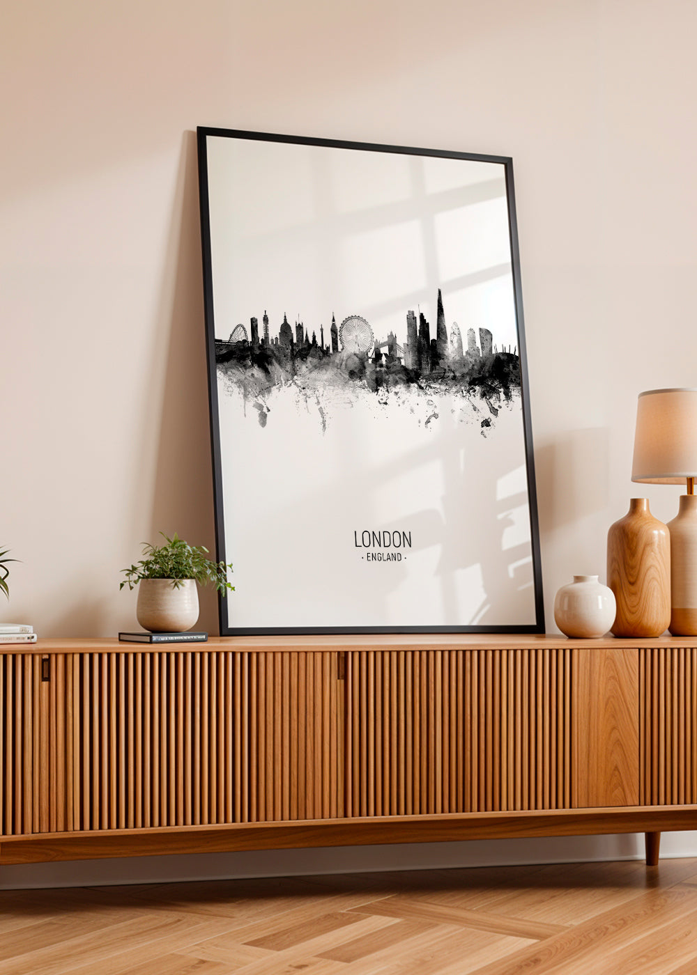 Plakat podróżniczy Londyn skyline w tuszu