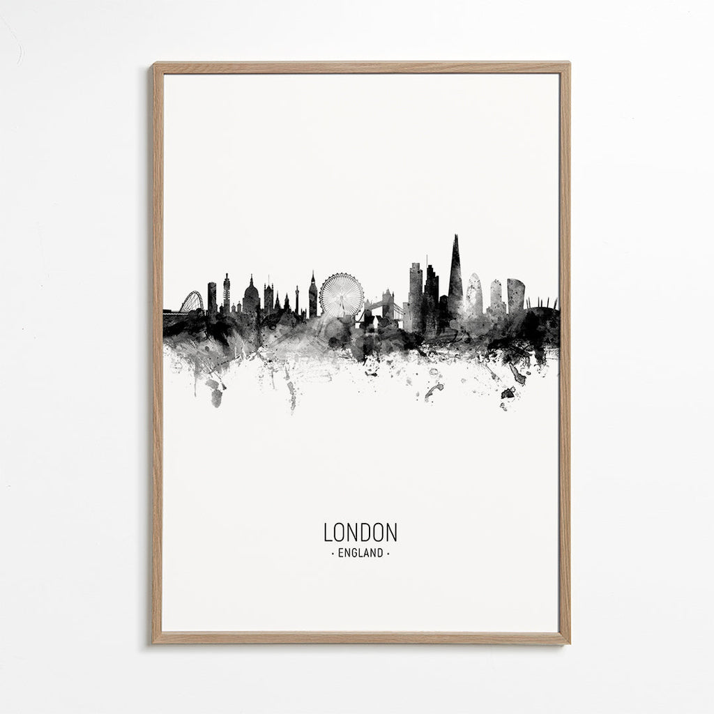 Plakat podróżniczy Londyn skyline w tuszu