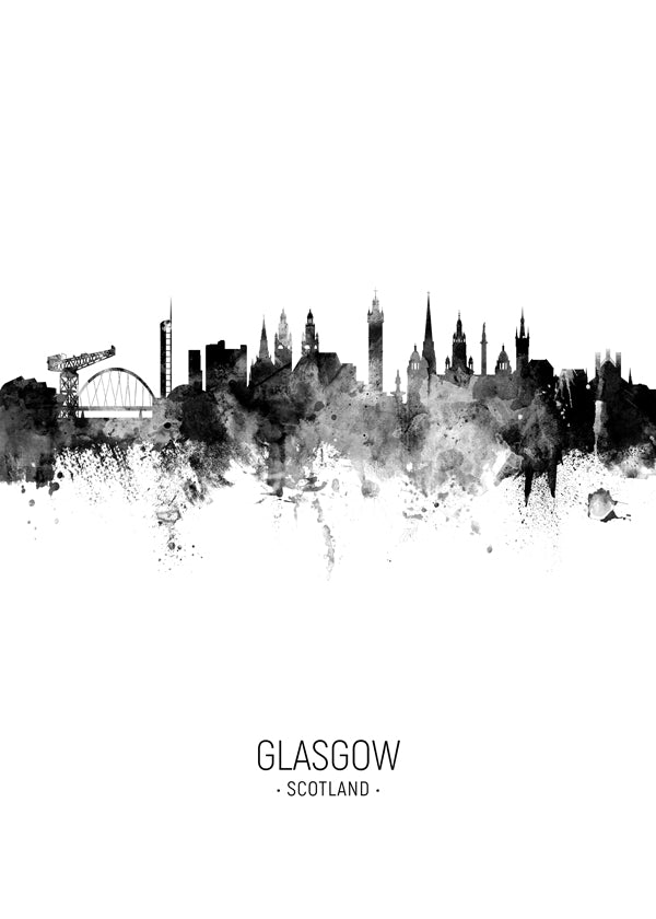 Cuadro de ciudades Glasgow skyline monochromatyczny