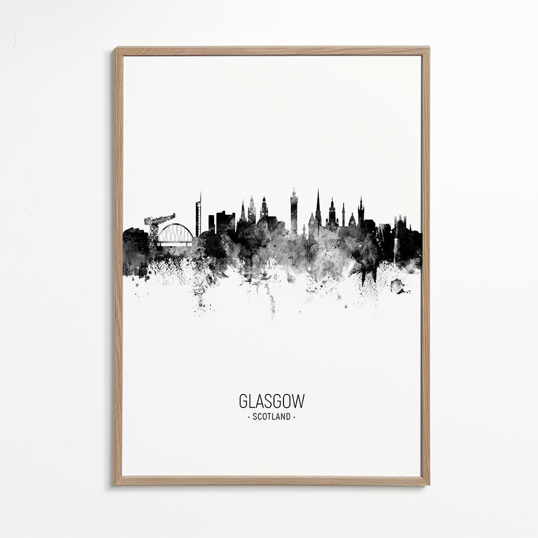 Cuadro de ciudades Glasgow skyline monochromatyczny