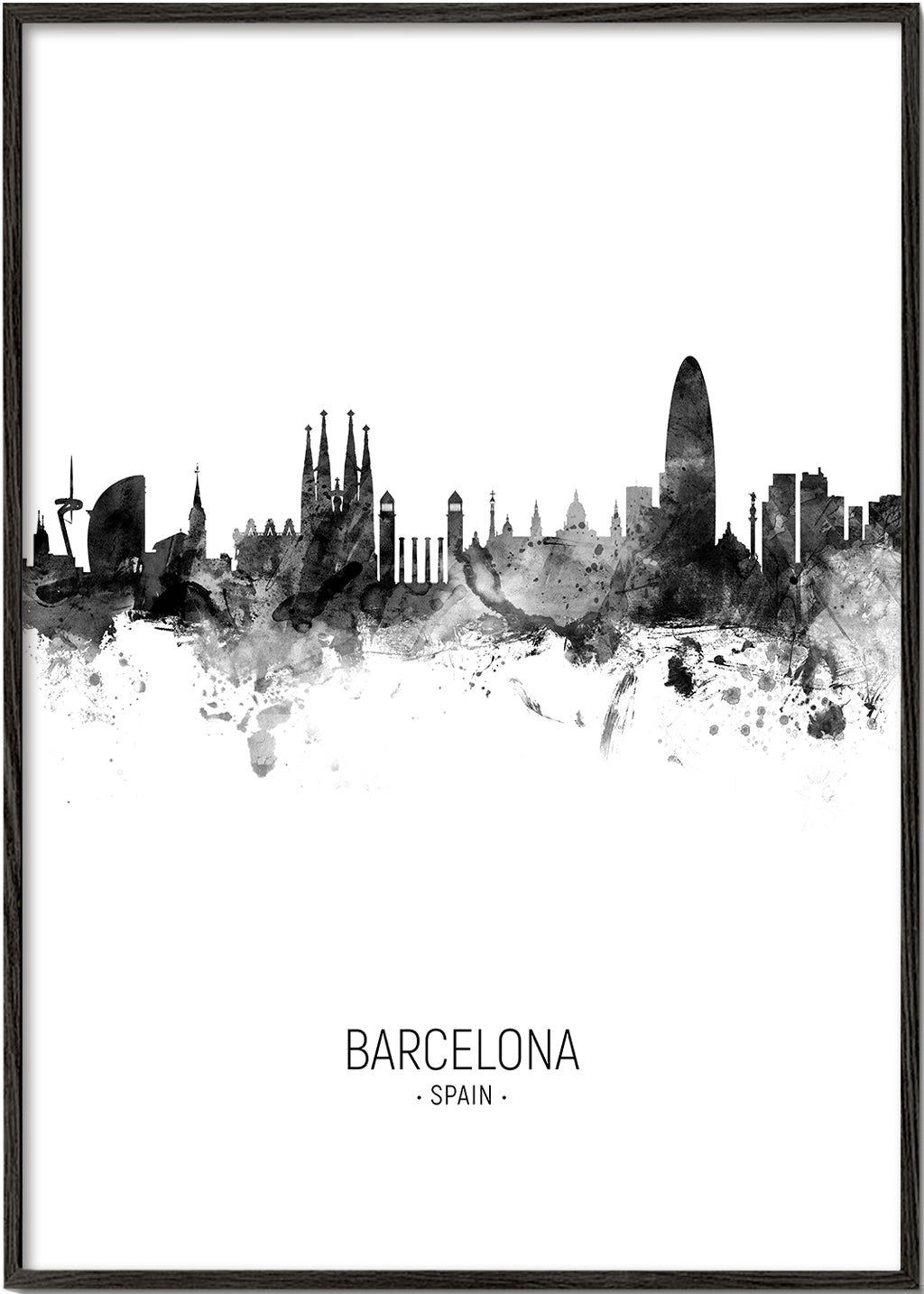 Sztuka miasta: Panorama Barcelony w monochromatycznym atramencie
