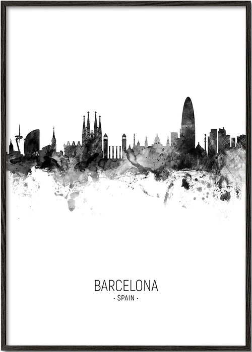 Sztuka miasta: Panorama Barcelony w monochromatycznym atramencie