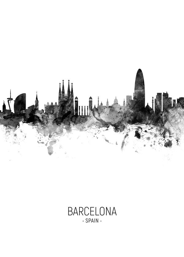Sztuka miasta: Panorama Barcelony w monochromatycznym atramencie