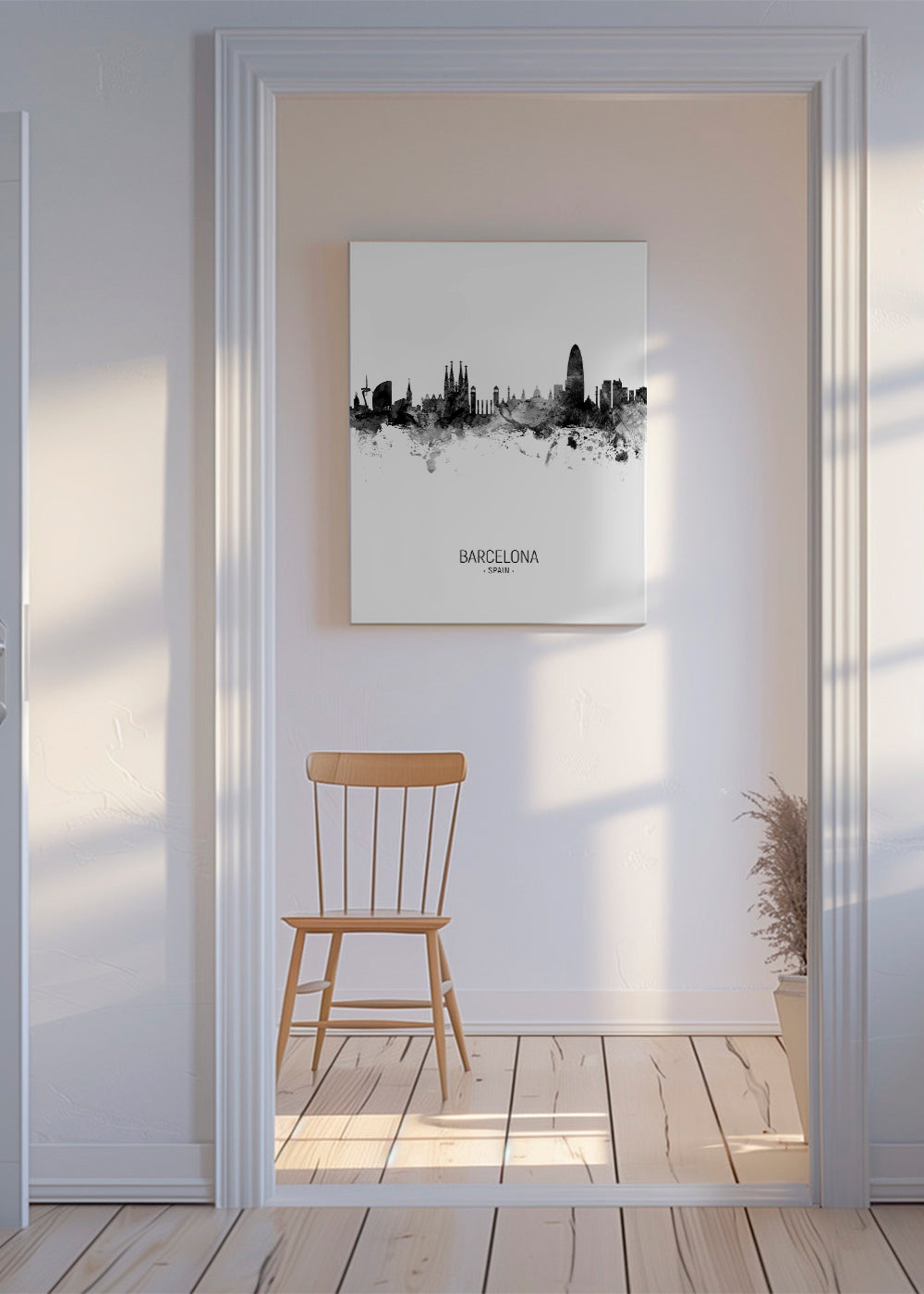Sztuka miasta: Panorama Barcelony w monochromatycznym atramencie