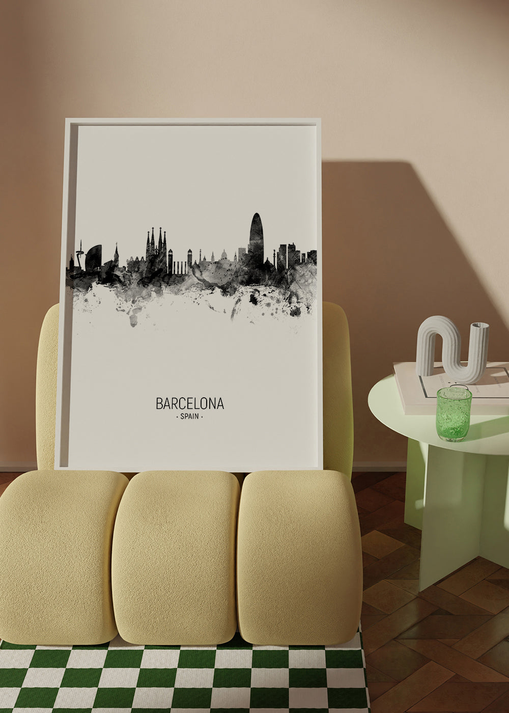 Sztuka miasta: Panorama Barcelony w monochromatycznym atramencie