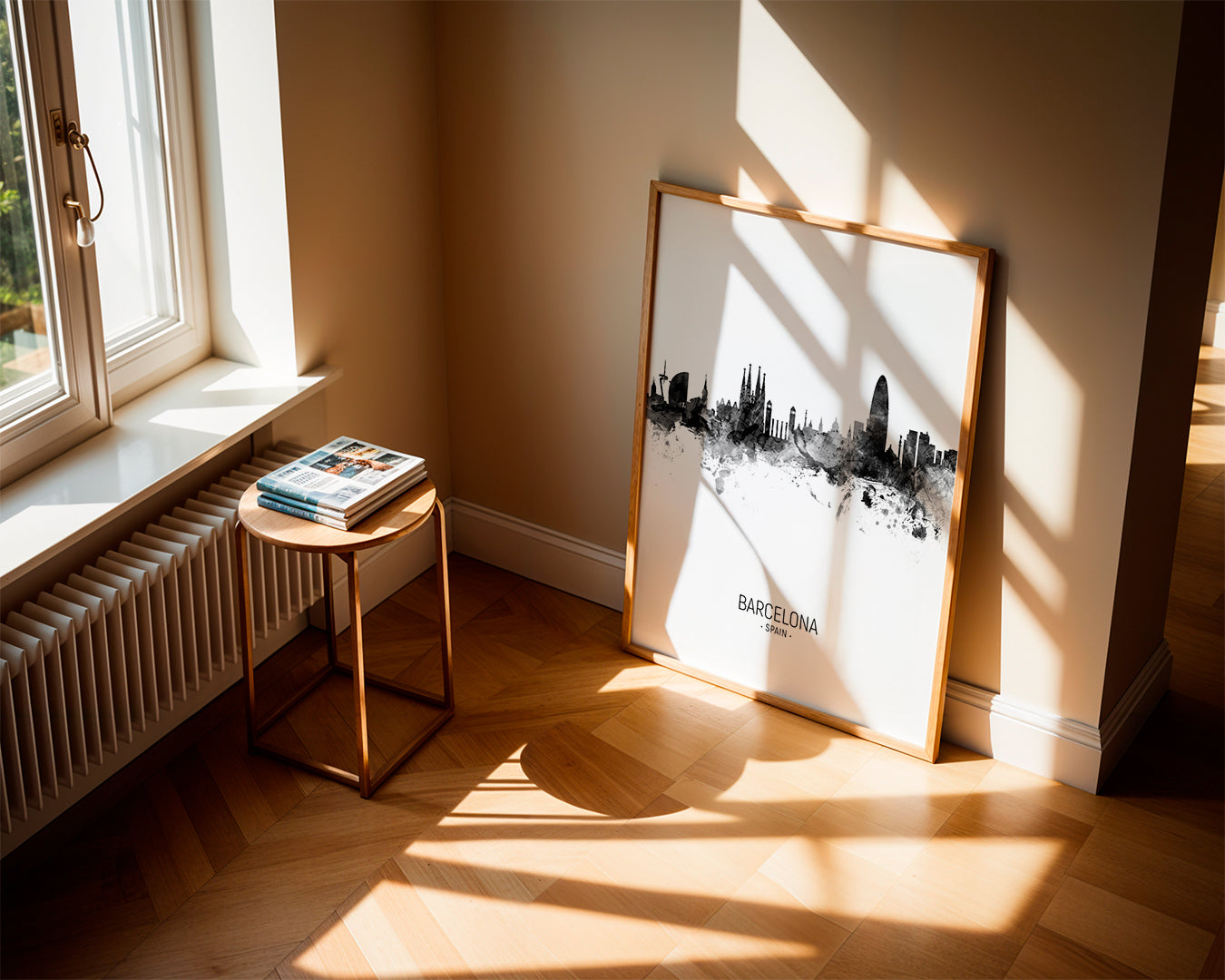 Sztuka miasta: Panorama Barcelony w monochromatycznym atramencie