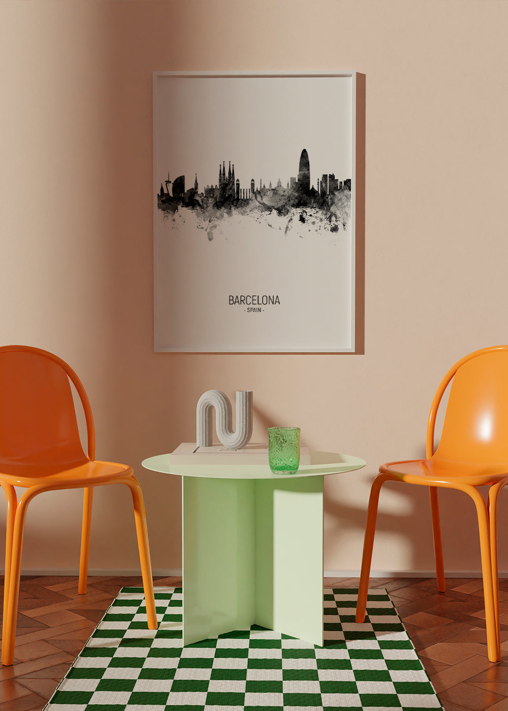 Sztuka miasta: Panorama Barcelony w monochromatycznym atramencie