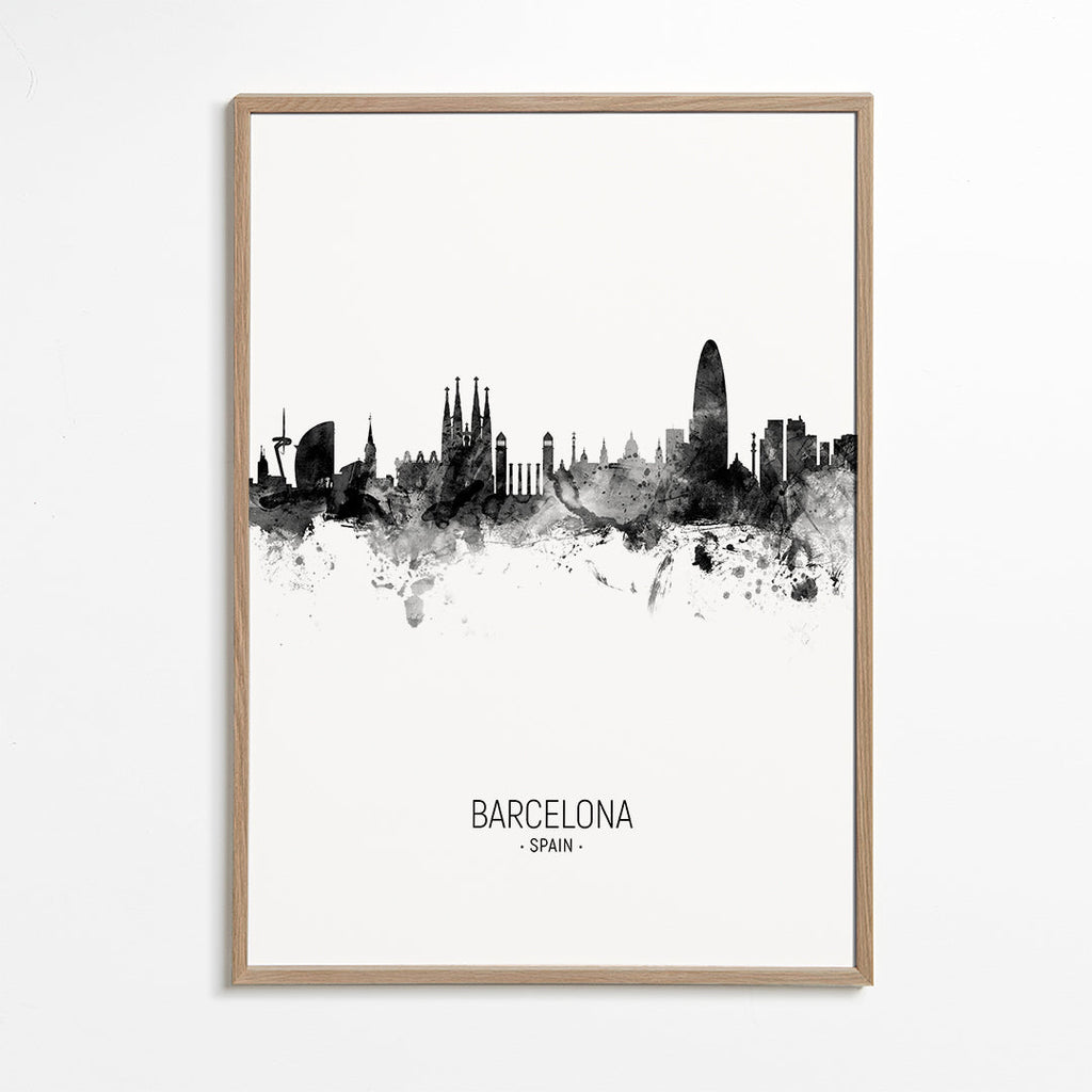 Sztuka miasta: Panorama Barcelony w monochromatycznym atramencie