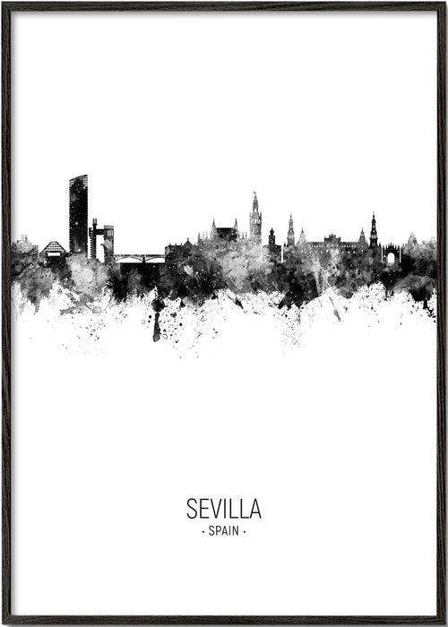 Plakat miasta: Sewilla sylwetka w atramencie