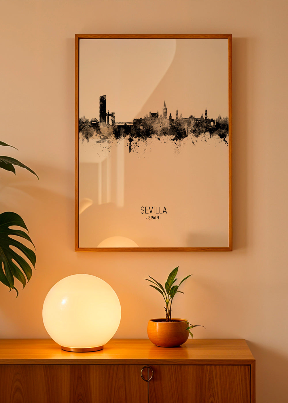 Plakat miasta: Sewilla sylwetka w atramencie