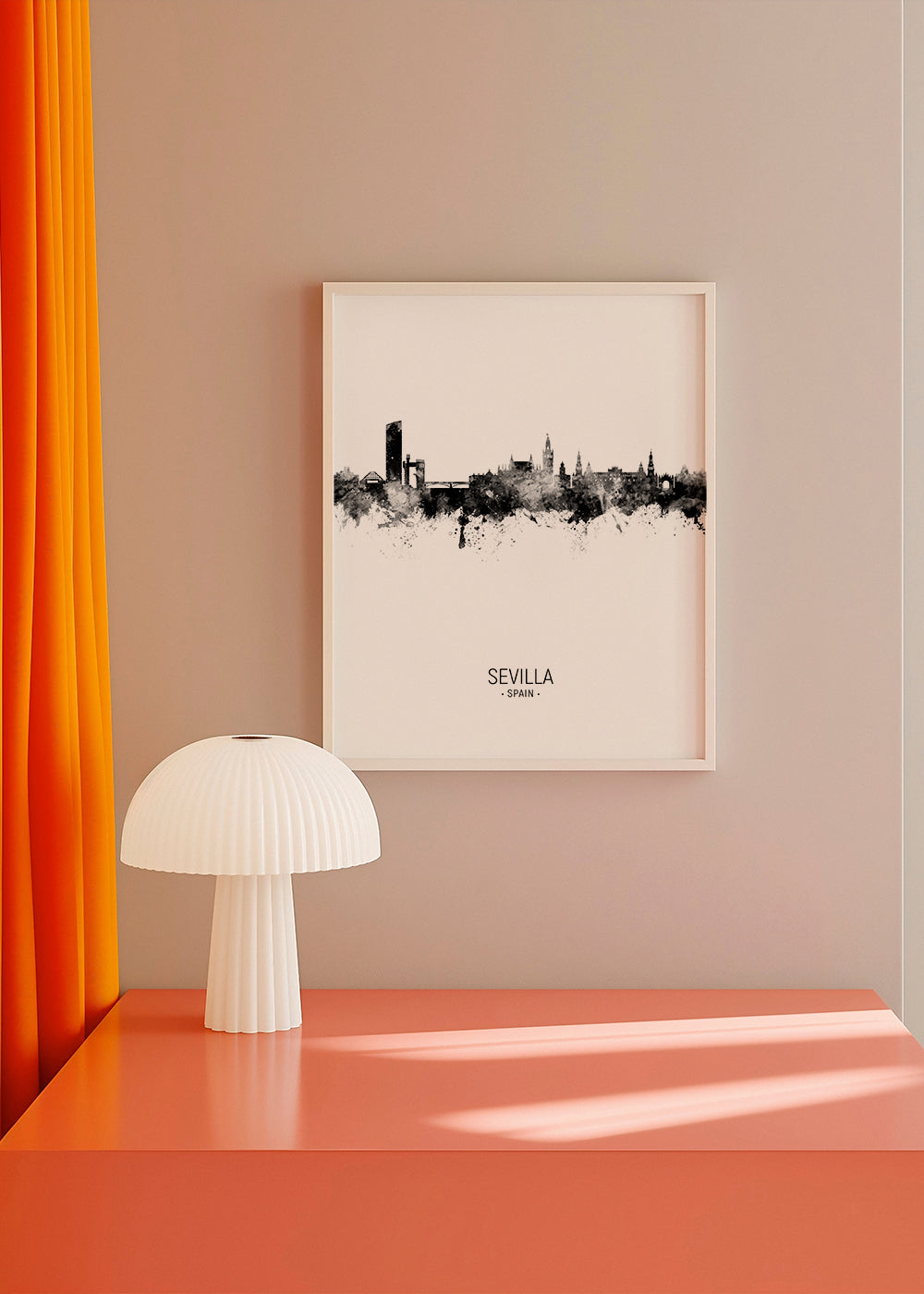Plakat miasta: Sewilla sylwetka w atramencie