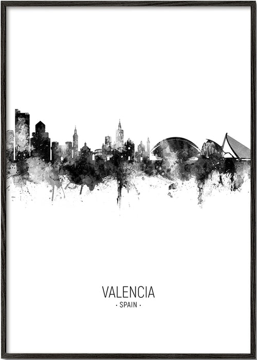 Plakat podróżniczy Panorama Walencji w monochromie