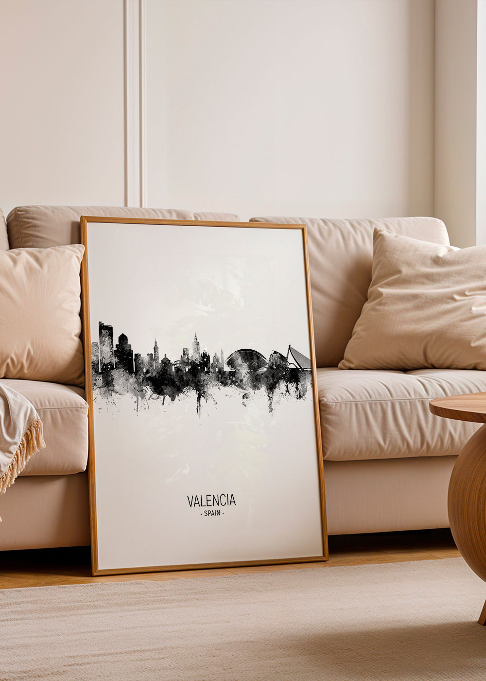 Plakat podróżniczy Panorama Walencji w monochromie