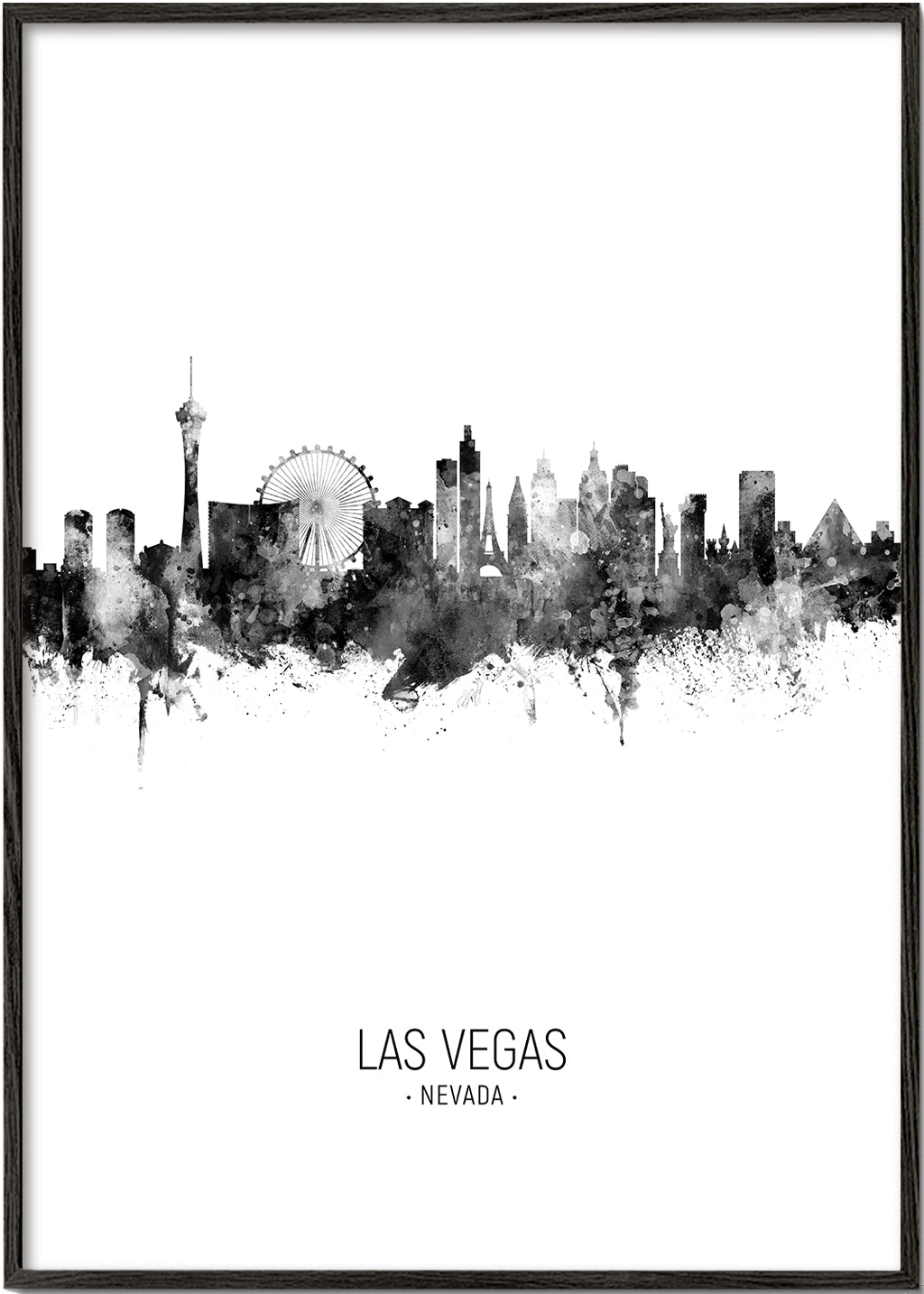Plakat podróżniczy Las Vegas czarno-biała panorama