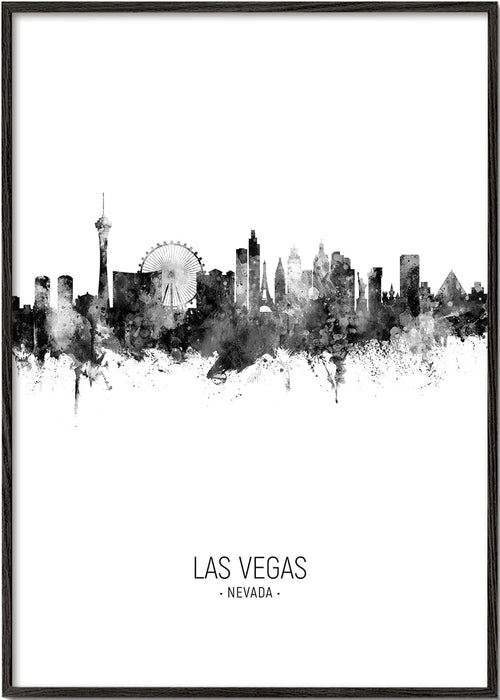 Plakat podróżniczy Las Vegas czarno-biała panorama