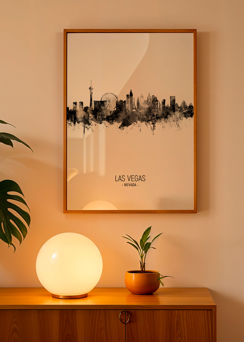 Plakat podróżniczy Las Vegas czarno-biała panorama