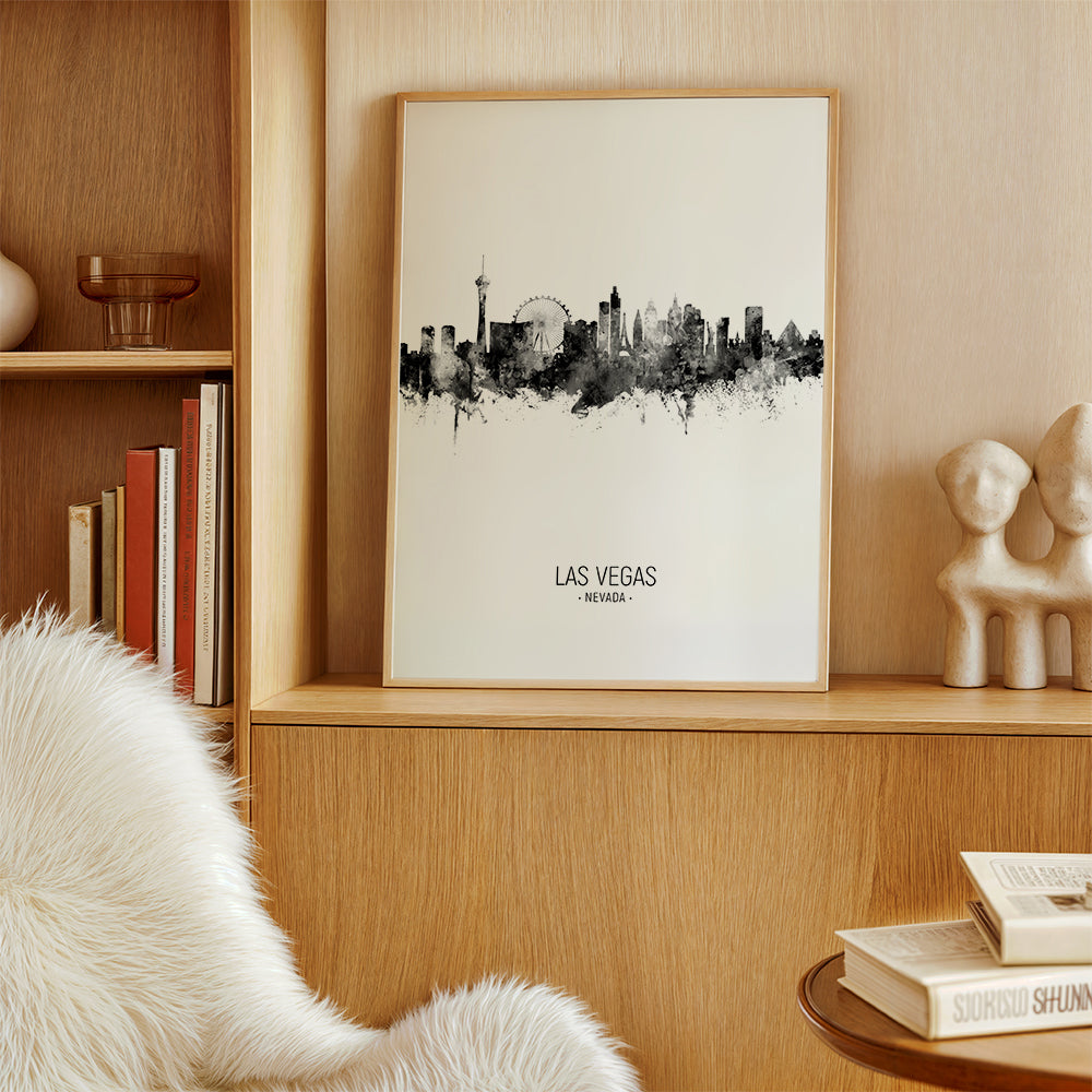 Plakat podróżniczy Las Vegas czarno-biała panorama