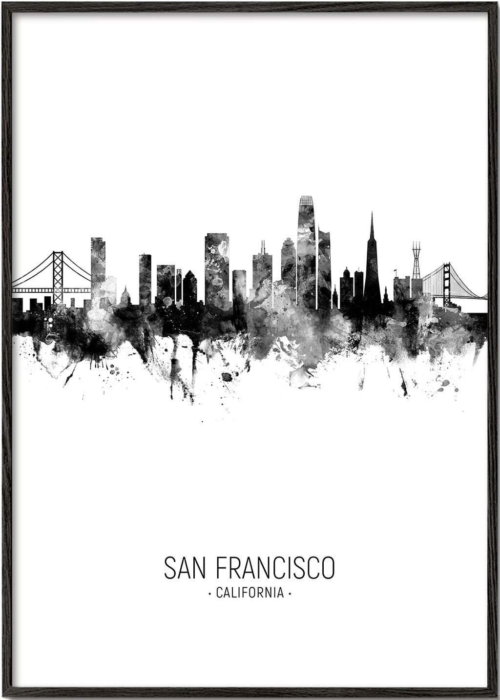 Plakat miasta San Francisco sylwetka w tuszu