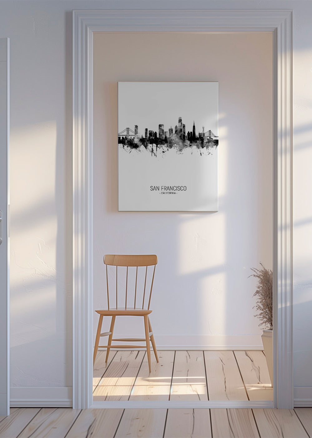 Plakat miasta San Francisco sylwetka w tuszu