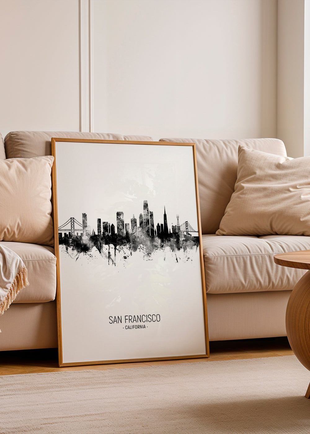 Plakat miasta San Francisco sylwetka w tuszu