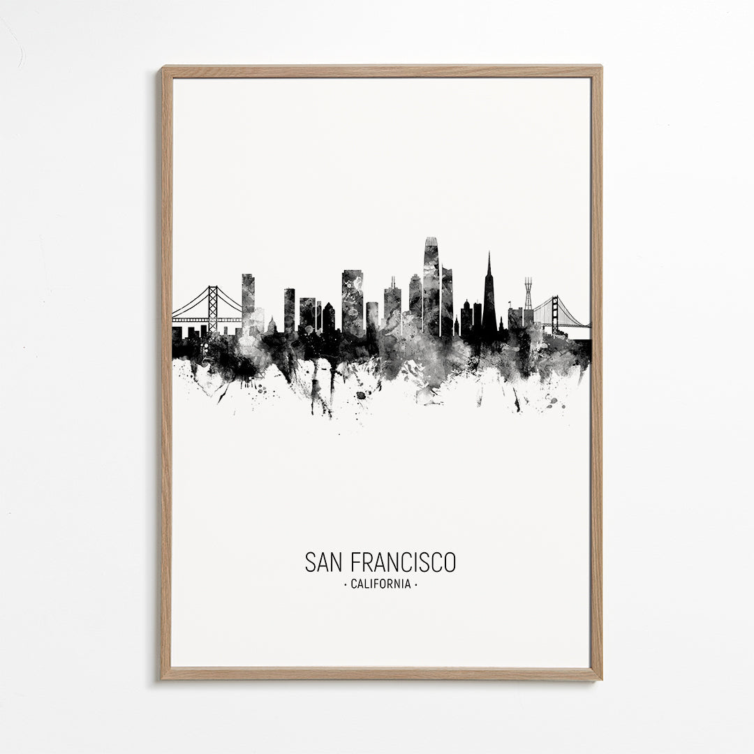 Plakat miasta San Francisco sylwetka w tuszu