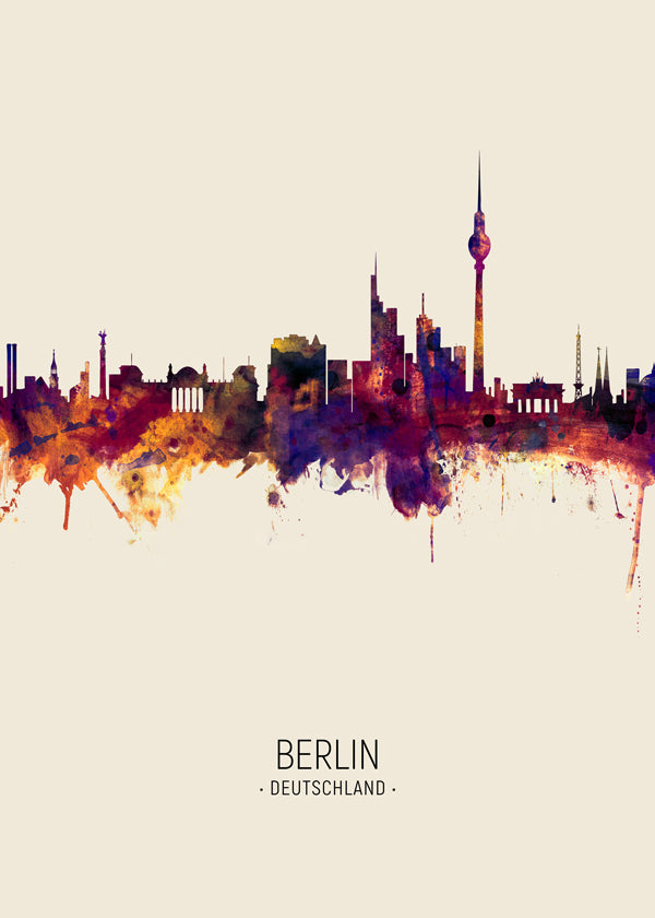 Plakat miasta Berlin akwarela