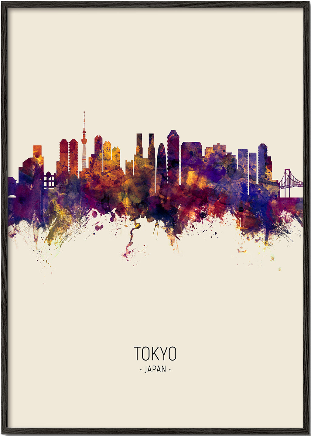 Sztuka do kuchni Tokyo skyline akwarela