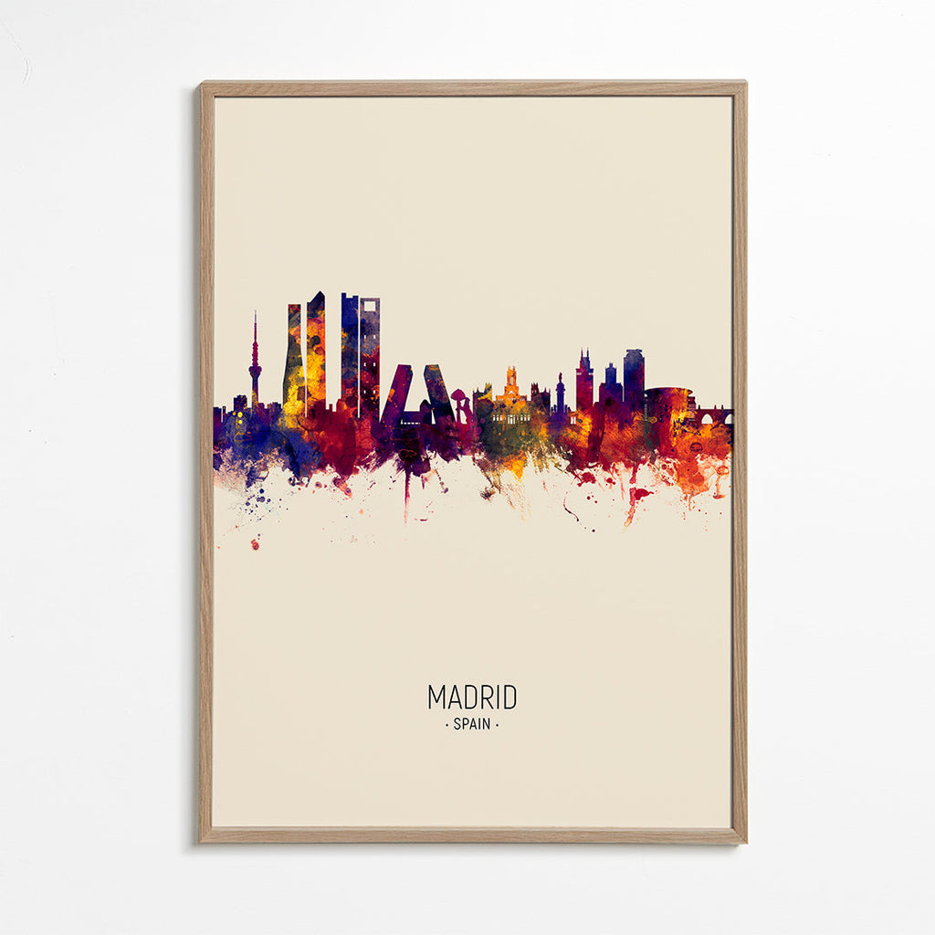 Sztuka miasta: Madryt skyline akwarela