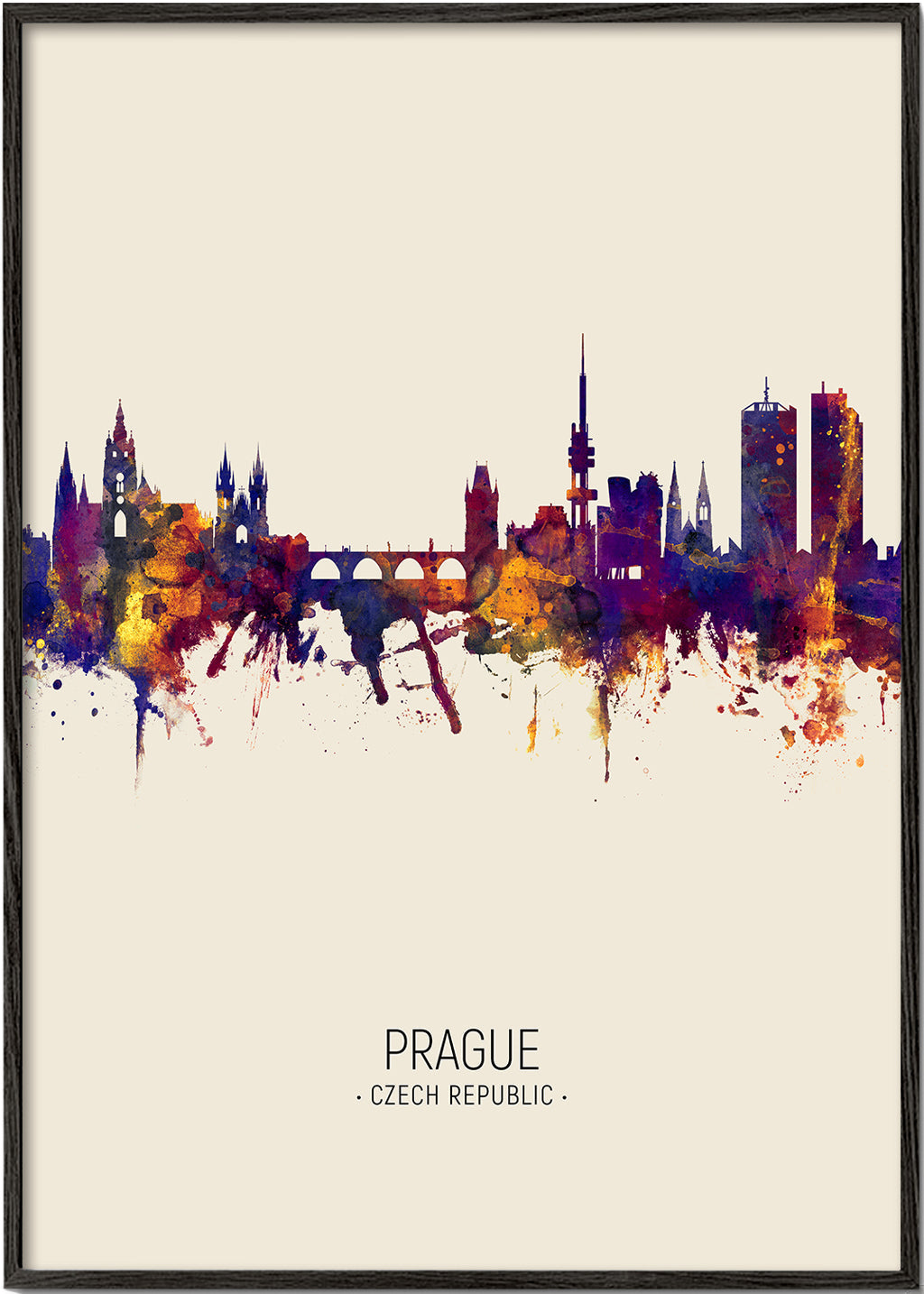 Plakat podróżniczy: Panorama Pragi akwarela