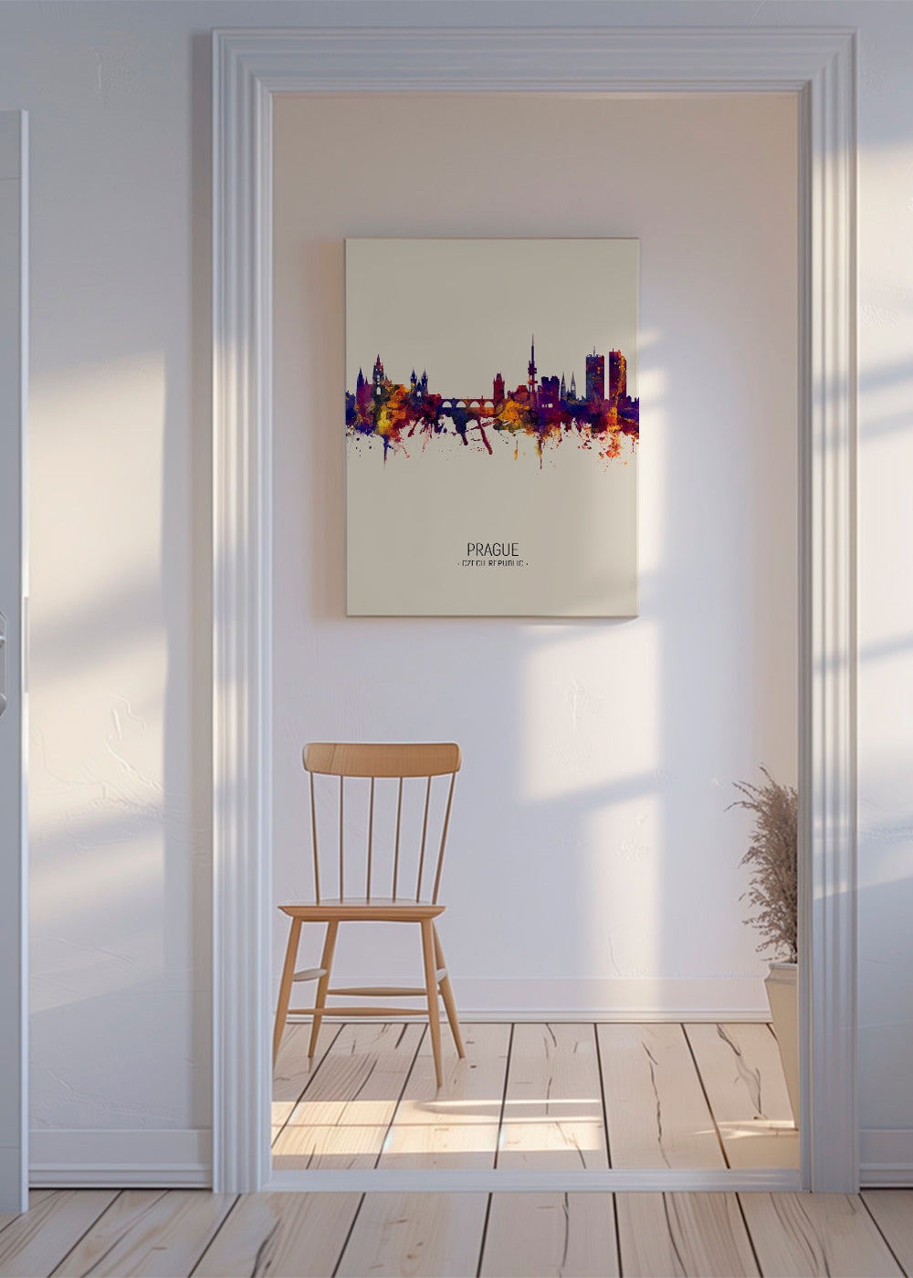 Plakat podróżniczy: Panorama Pragi akwarela