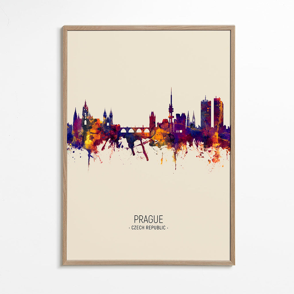 Plakat podróżniczy: Panorama Pragi akwarela