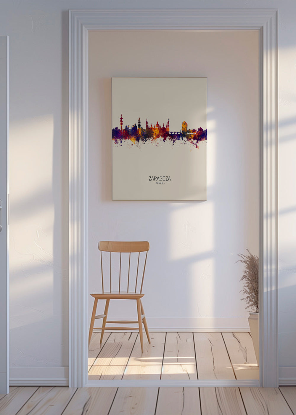 Plakat podróżniczy Zaragoza skyline akwarela