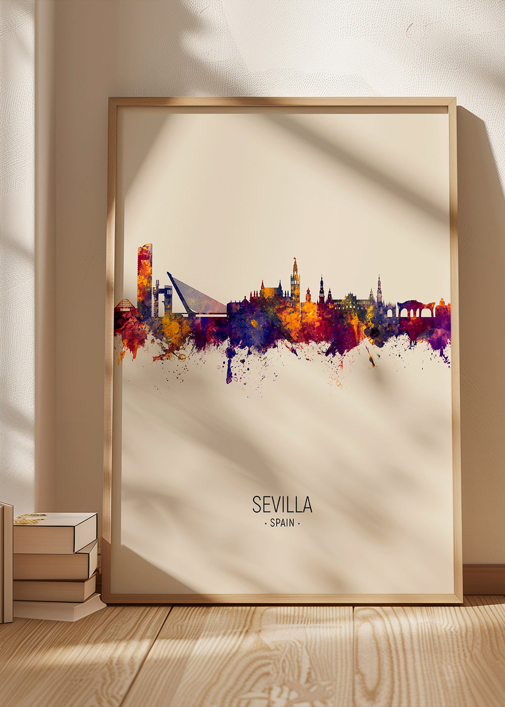 Plakat miasta z panoramą Sewilli