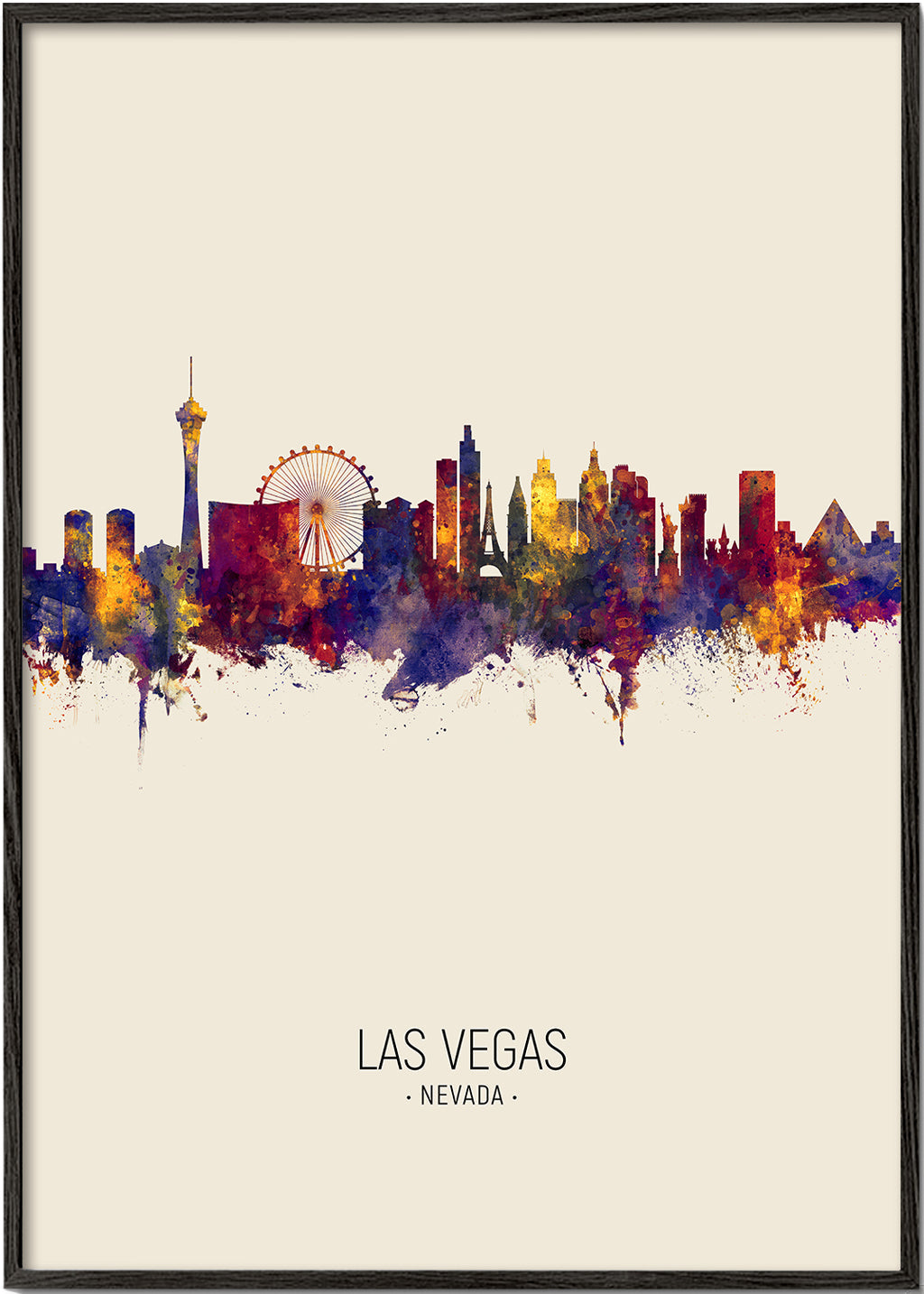 Plakat miasta Las Vegas akwarela
