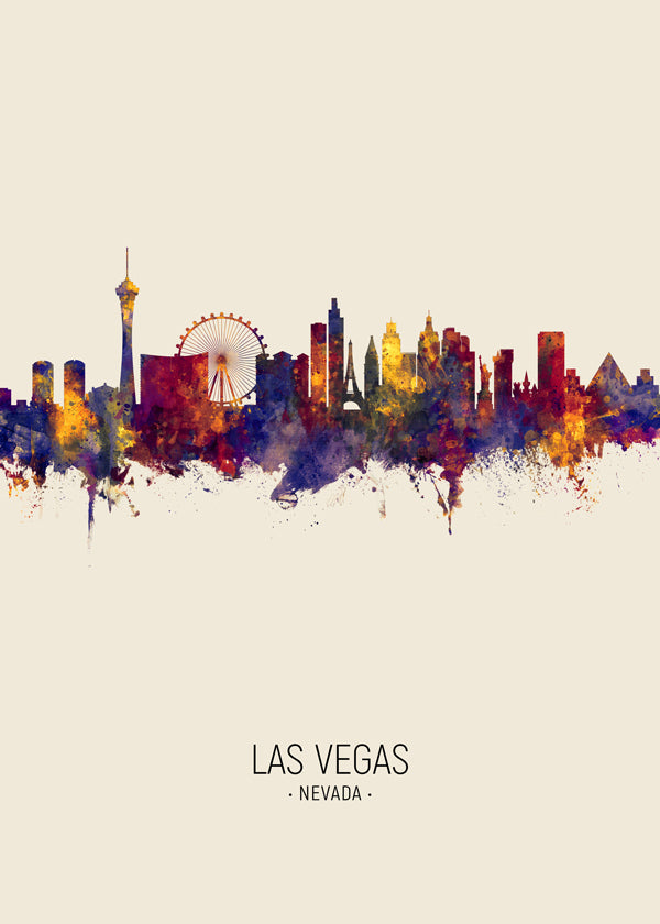 Plakat miasta Las Vegas akwarela
