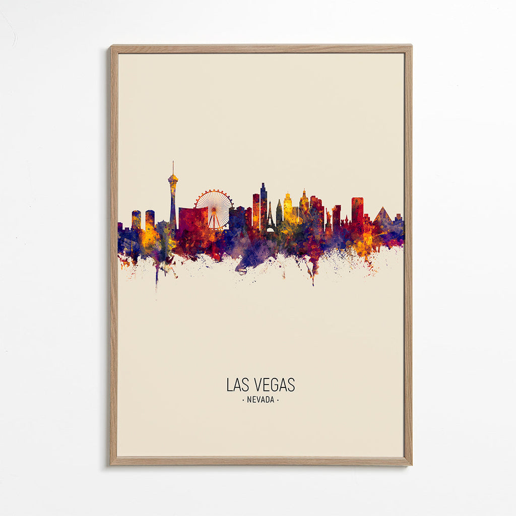 Plakat miasta Las Vegas akwarela