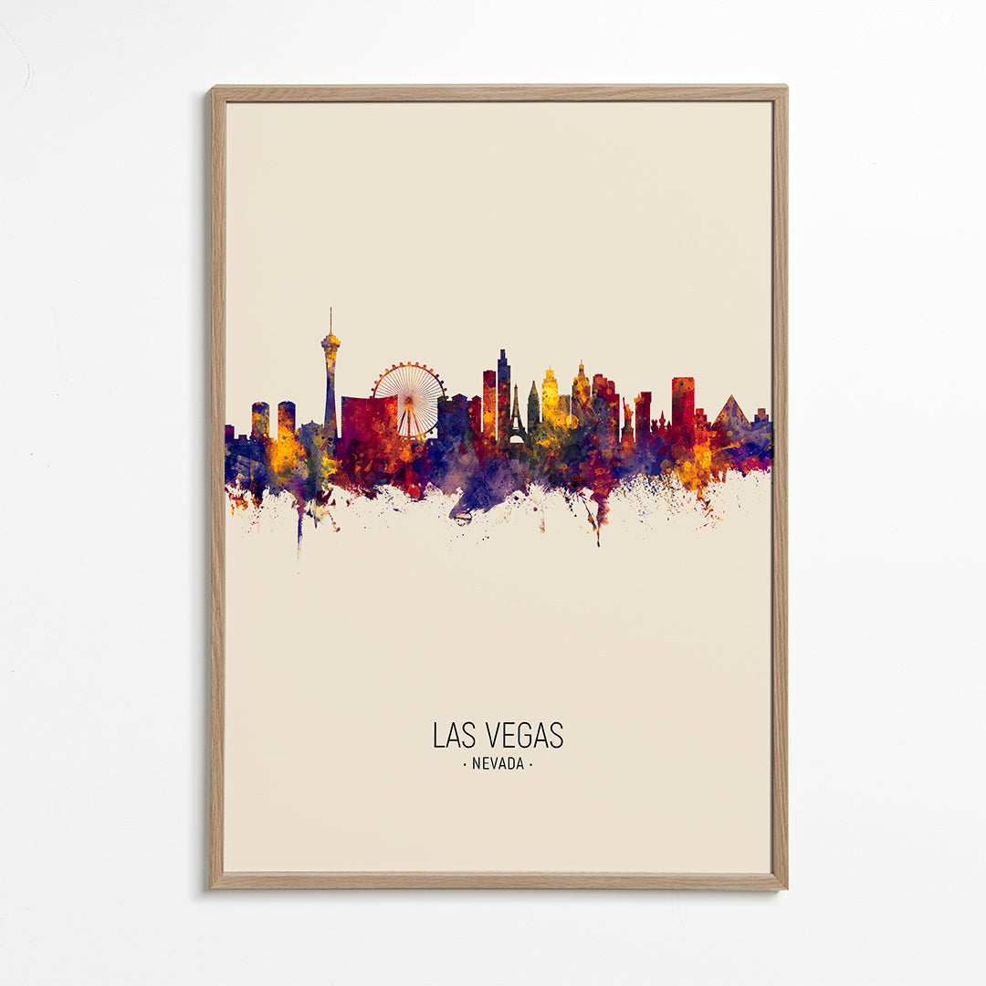 Plakat miasta Las Vegas akwarela