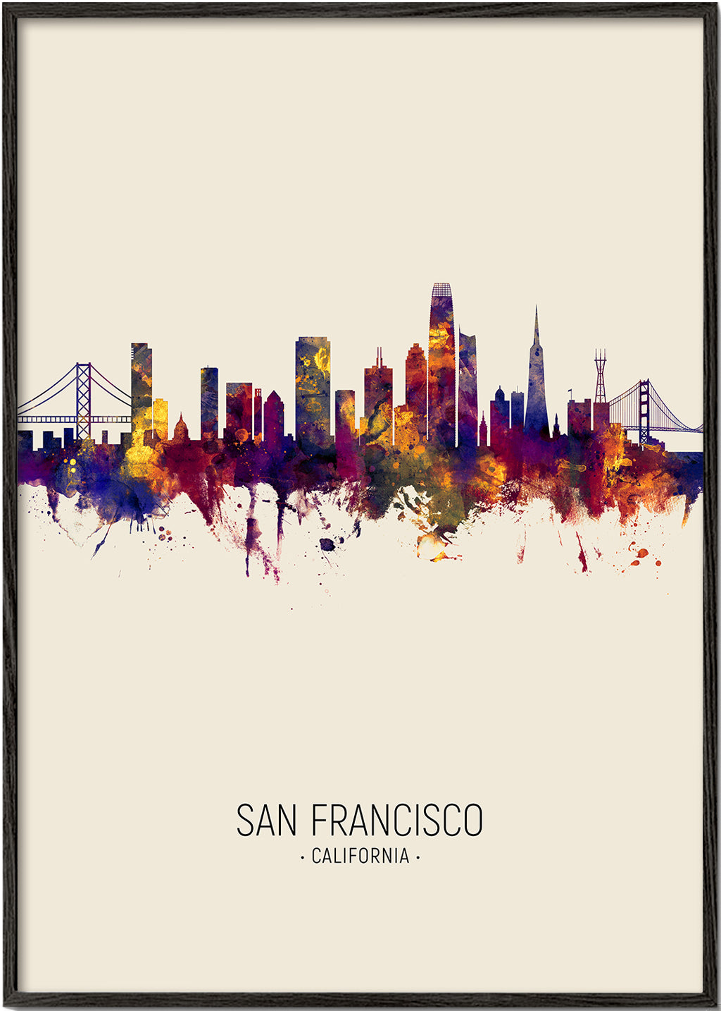 Plakat miasta San Francisco akwarela
