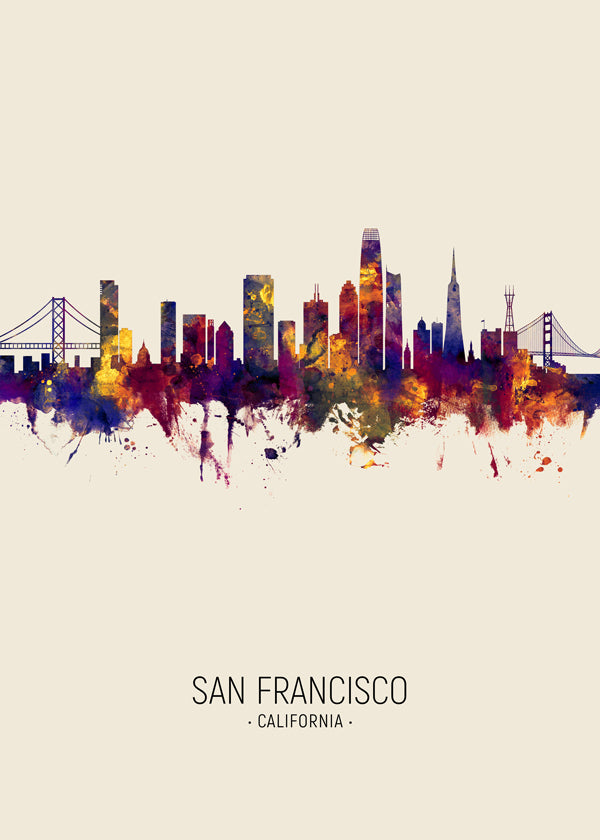Plakat miasta San Francisco akwarela