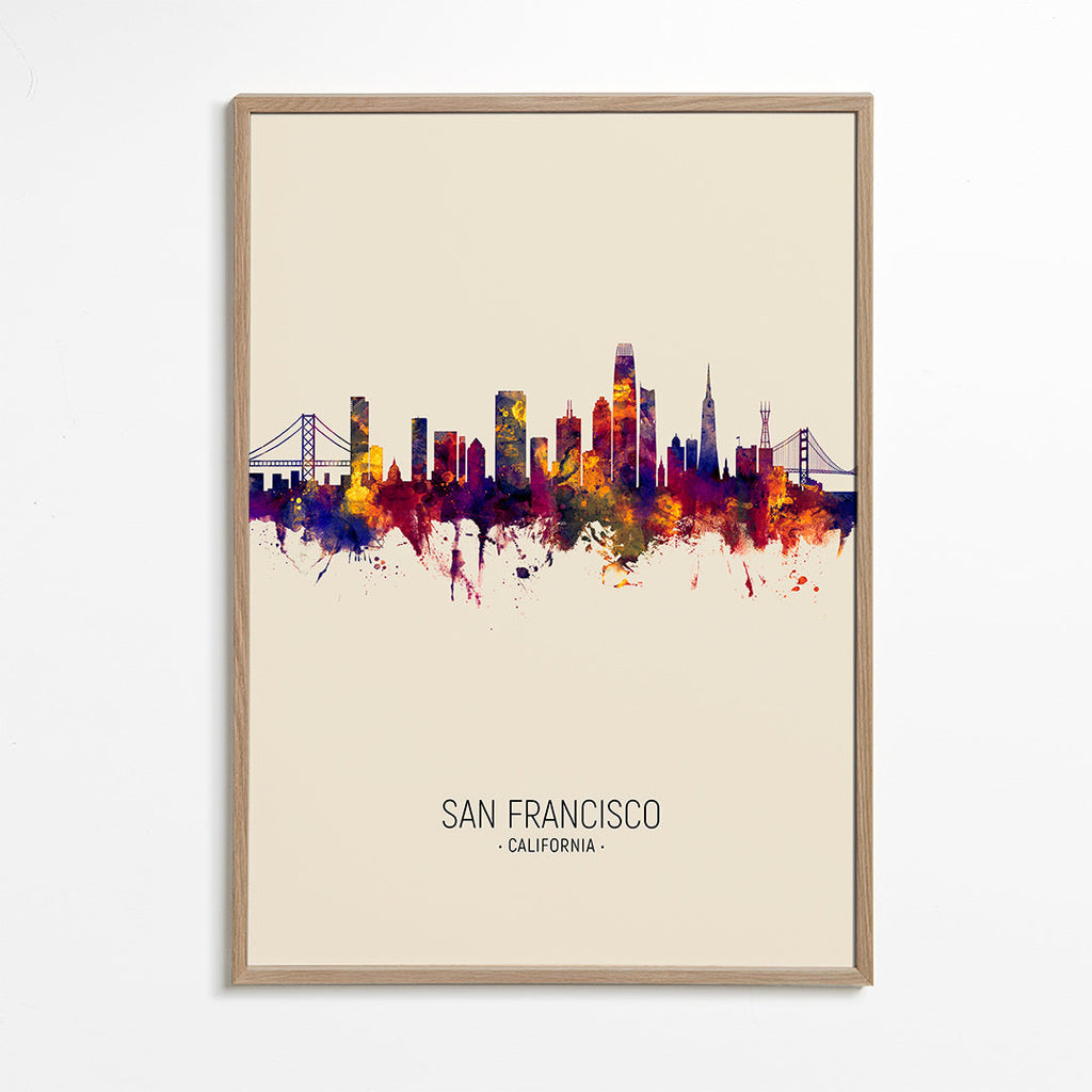 Plakat miasta San Francisco akwarela
