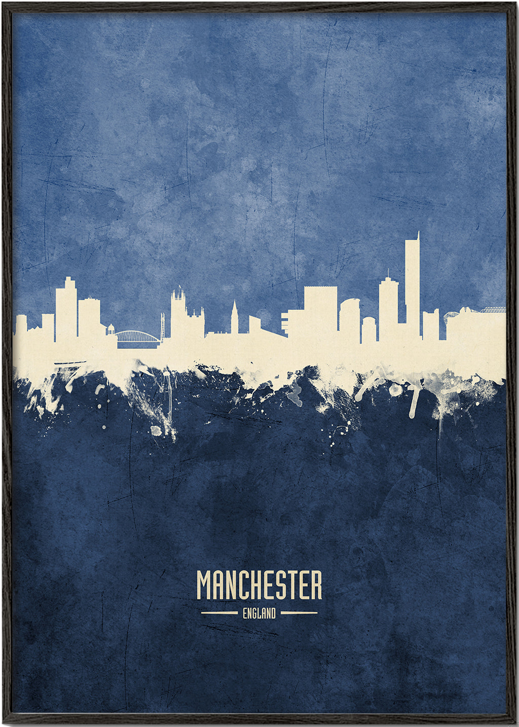 Plakat miasta Manchester skyline niebieska faktura