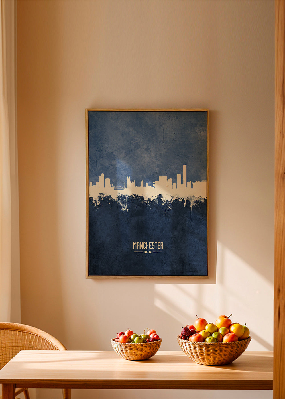 Plakat miasta Manchester skyline niebieska faktura