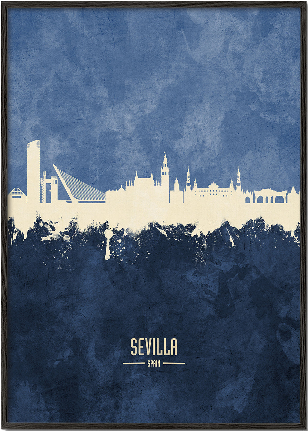 Plakat podróżniczy: Sewilla sylwetka w niebieskim