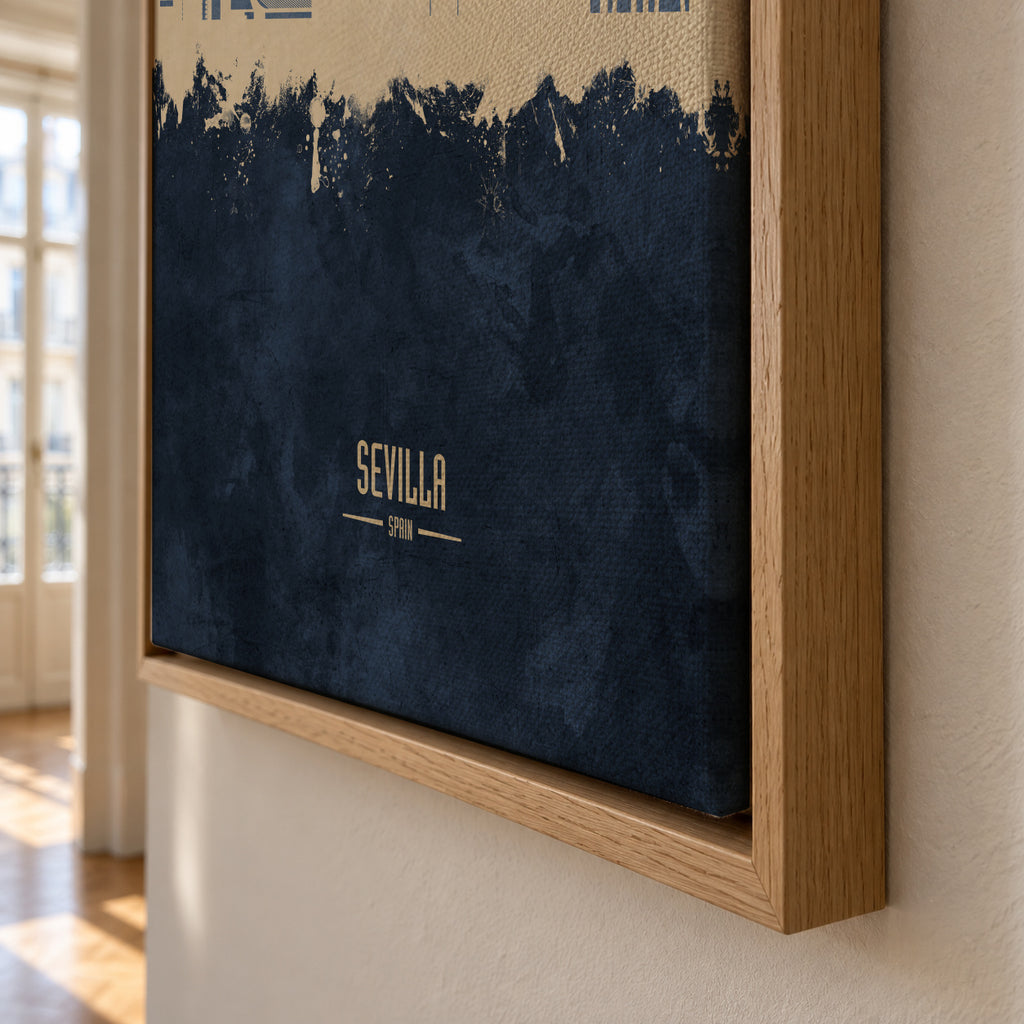 Sevilla Skyline Azul - Framed canvas detail