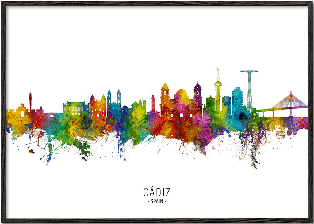 Sztuka do miasta Cádiz kolorowy skyline