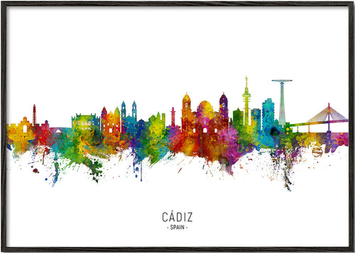 Sztuka do miasta Cádiz kolorowy skyline