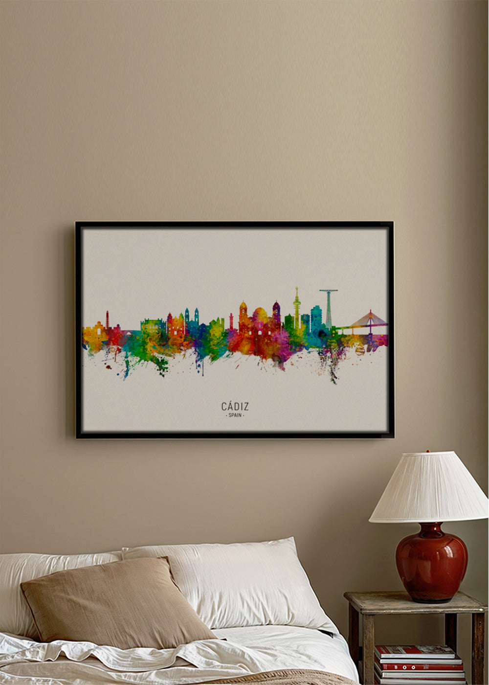 Sztuka do miasta Cádiz kolorowy skyline