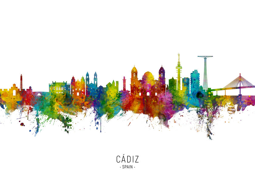 Sztuka do miasta Cádiz kolorowy skyline