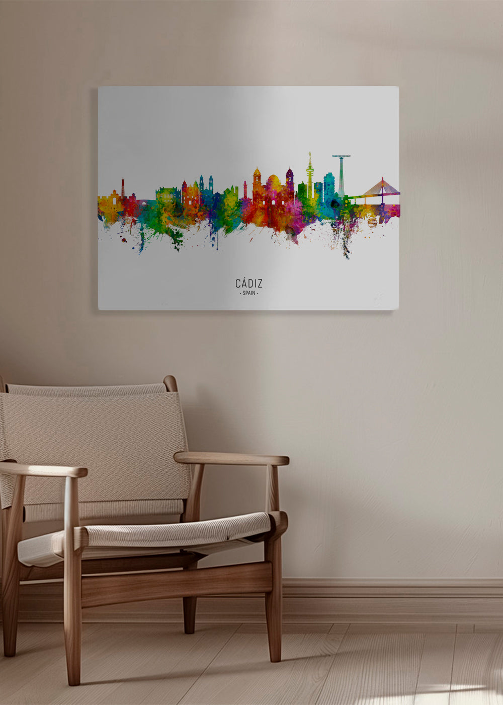 Sztuka do miasta Cádiz kolorowy skyline